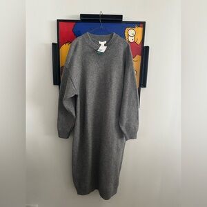 H&M Heather Gray Knit Pullover Maxi Oversized Sweater Dress